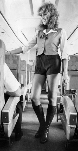 Photo of another beautiful Southwest Airlines stewardess with long lean legs.